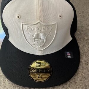 Las Vegas Raiders Fitted Hat Mens Black New Era SUPERBOWL PATCH 59FIFTY Sz 7 1/4
